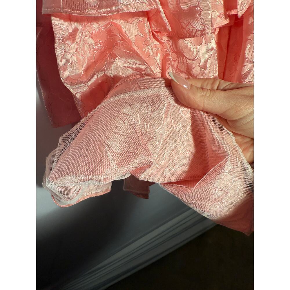 Vintage 80's Steppin Out Pink Floral Tiered Strapless Mini Cocktail Dress - Picture 10 of 12